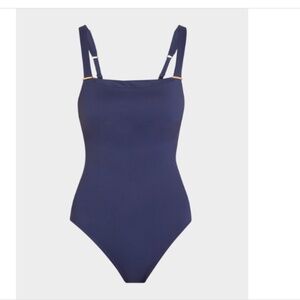 La Blanca Women's Luxe Over The Shoulder One Pice SwimSuit Blue Size 10 10506